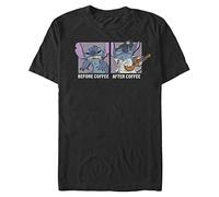 Disney Lilo Stitch Coffee Organic Short Sleeve T-Shirt, Black, S Unisex