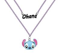 Disney Lilo & Stitch Blue Ohana Stitch Collana a Doppio Strato NH00922RL-16.PH, Misura Unica, Ottone, Nessuna Pietra preziosa