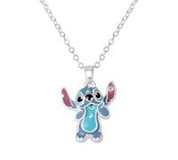 Disney Lilo & Stitch Collana con Ciondolo Stitch Smaltato, Dimensione Regolabile, per Donna e Bambina, Gioiello con Licenza Ufficiale, Confezione Regalo Inclusa