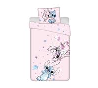 Disney Lilo & Stitch Copripiumino Universe, Rosa, 100% Cotone, 140x200 cm, con Federa 50x70 cm, Fantasia Spaziale