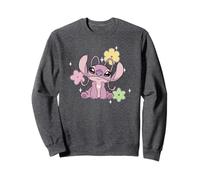 Disney Lilo & Stitch Cute Angel Floral Sparkles Chest Logo Felpa