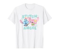Disney Lilo & Stitch Cute Baby Stitch And Angel Dancing Logo Maglietta