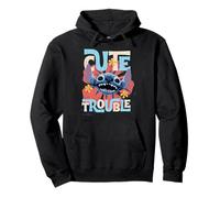 Disney Lilo & Stitch Cute Trouble Big Stitch Face Distressed Felpa con Cappuccio