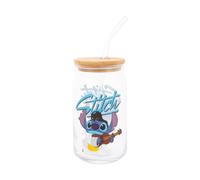 Disney Lilo & Stitch Elvis Stitch 16-Ounce Vetro Tumbler con Coperchio E Paglia