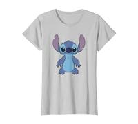 Disney Lilo & Stitch Full Body Frontal View Cute Portrait Maglietta, Donna, Argento, M