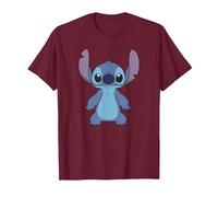 Disney Lilo & Stitch Full Body Frontal View Cute Portrait Maglietta, Uomo, Bordeaux, L