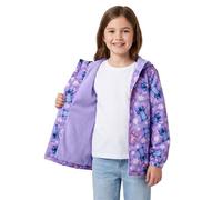 Disney Lilo & Stitch - Giacca impermeabile da bambina, foderata in pile, con cerniera e tasche, taglie da 5 a 6 a 11 - 12 anni, con angelo e Stitch, Lilla, 5-6 Years