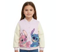 Disney Lilo & Stitch - Giacca Varsity per ragazze, giacca bomber spessa con bottoni automatici e tasche, caldo cappotto per ragazze dai 5 ai 10 anni, rosa, 6-7 Years