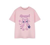 Disney Lilo & Stitch - Maglietta a maniche corte da ragazza, motivo: angelo per bambini, con personaggio a punto carino, colore: Rosa, Rosa, 7-8 Anni
