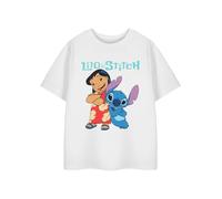 Disney Lilo & Stitch - Maglietta bianca a maniche corte da bambina, con stampa di personaggi Stitch, per bambini e ragazzi, bianco, 5-6 Anni
