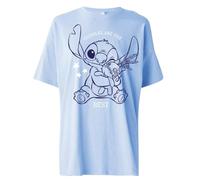 Disney Lilo & Stitch - Maglietta per ragazzi e adulti, 100% cotone, taglie dalla S alla L, design con Stitch & Angel, per adolescenti, Azzurro, M