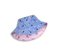 Disney Cappello da Pescatore Reversibile per Ragazze Lilo e Stitch | Punto Blu e Design con Angelo Rosa | Copricapo Casual per Protezione Solare | Accessori in Tessuto Morbido per Bambini