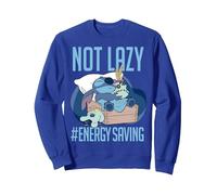 Disney Lilo & Stitch Not Lazy Energy Saving Felpa, Unisex per adulti, Blu Reale, M