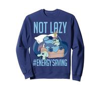 Disney Lilo & Stitch Not Lazy Energy Saving Felpa, Unisex per adulti, Navy, M