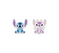 Disney Lilo & Stitch - Orecchini a lobo in argento sterling smaltato, colore: blu e rosa