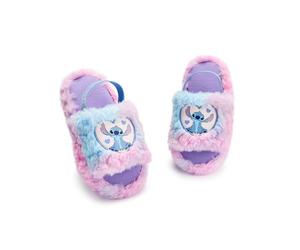 Disney Lilo & Stitch Pantofole per Donne | Pantofole con personaggio Stitch a forma di cuore in rosa e blu | Pantofole da interno per adulti con pelliccia e cinturino elastico al tallone
