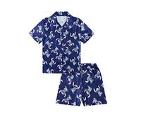 Disney Lilo & Stitch - Pigiama corto in raso, per bambine, due pezzi, taglie 6-12 anni, Blu, 6-7 Years