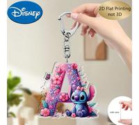 Disney Lilo & Stitch Portachiavi in acrilico Cartoon 2in AZ Lettere inglesi Nome Ciondolo viola Specchietto retrovisore per auto Ragazzi Ragazze Regalo