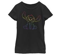 Disney Lilo & Stitch Pride Stitch Girl's Solid Crew Tee, Black, X-Large