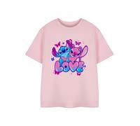 Disney Lilo & Stitch Maglietta da Bambina | Kids Love T-Shirt Grafica a Maniche Corte in Rosa | Simpatico Personaggio dei Cartoni Animati Angel Alien | Comodo Top in Cotone per Bambini e Ragazzi