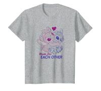 Disney Lilo & Stitch San Valentino Made For Each Other Maglietta, Bambini, Grigio Melange, 10 anni
