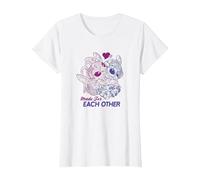 Disney Lilo & Stitch San Valentino Made For Each Other Maglietta, Donna, Bianco, 3XL
