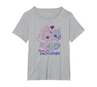 Disney Lilo & Stitch San Valentino Made For Each Other Maglietta, Donna plus-size, Grigio Melange, 6X
