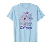 Disney Lilo & Stitch San Valentino Made For Each Other Maglietta, Uomo, Celeste, M