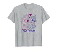 Disney Lilo & Stitch San Valentino Made For Each Other Maglietta, Uomo, Grigio Melange, S