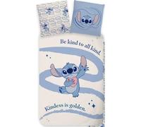 Disney Lilo & Stitch - Set copripiumino reversibile, 135 x 200 cm, federa 80 x 80 cm, in cotone per bambini