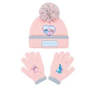 Disney Lilo & Stitch - Set invernale con cappello e guanti da bambina, 2 pezzi, regalo (Lilo & Stitch, rosa)