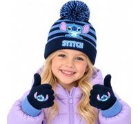 Disney Lilo & Stitch - Set invernale con cappello e guanti per ragazze, caldo e accogliente, berretto e guanti, perfetto per bambini dai 6 ai 12 anni