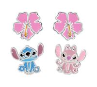 Disney Lilo & Stitch Set Orecchini Multipack Stitch, Angel e Ibisco per Donna | Licenza Ufficiale Disney | Confezione Regalo