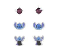 Disney Lilo & Stitch SH00630RL.PH - Set di 3 orecchini, colore: Blu, Misura unica, IMITAZIONE RODIUM PLT, Nessuna pietra preziosa