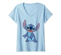 Disney Lilo & Stitch Simple Stitch Stance Maglietta con Collo a V