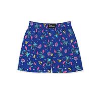 Lilo & Stitch Snacks Mens Cotton Jersey Button Fly Boxer Lounge Shorts (X-Large, Blue)