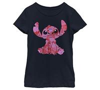 Disney Lilo & Stitch Stitch Heart Fill Girl's Solid Crew Tee, Blu Navy, Small, Blu Navy, S