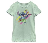 Disney Lilo & Stitch Stitch Shaka Girl's Heather Crew Tee, Mint, Large