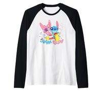Disney Lilo & Stitch Sugar Rush Angel Stitch Ride Chest Logo Maglia con Maniche Raglan