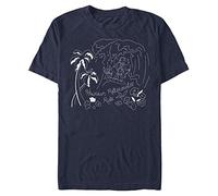 Disney Lilo Stitch Surf Line Art Organic Short Sleeve T-Shirt, Navy Blue, XL Unisex