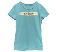 Disney Lilo & Stitch Surfboard Logo Girl's Solid Crew Tee, Tahiti Blue, Small