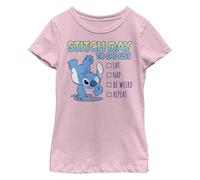 Disney Lilo & Stitch to Do Girl's Solid Crew Tee, Light Pink, Small