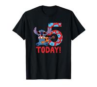 Disney Lilo & Stitch Tropical Birthday 5 anni Old Today Maglietta
