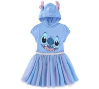 Disney Lilo & Stitch - Vestito da bambina in tulle con cappuccio e orecchie, per cosplay