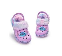 Disney Lilo & Stitch Zoccoli Ragazze | Slip-On in Gomma per Bambini con Ciondolo Carattere Cucito in Viola | Sandalo Foderato in Pelliccia per Bambini con Cinturino sul Tallone e Stampa Floreale