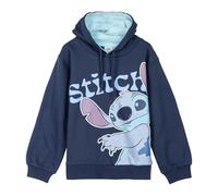 Disney Lilo und Stitch - Felpa con cappuccio per bambini e ragazzi, colore blu scuro, morbido e caldo, misure 128-164 cm, regalo, Blu, 128 cm