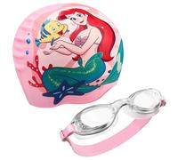 Disney Little Mermaid Set Occhialini Nuoto Bambini e Cuffia Piscina Bambina 3-6 Anni, Occhialini Piscina Antiappannamento UV, Cuffia Nuoto Silicone, Accessori Piscina (Multi Mermaid, 3-6 Anni)