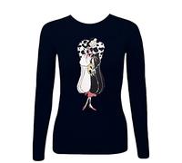 Disney Maglia Girocollo Donna Cotone elasicizzato Manica Lunga crudelia Art. WD38081 (S, Blu)