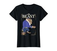 Disney - Maglietta con grafica "La Bella e la Bestia" Maglietta, Donna, Nero, S