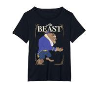 Disney - Maglietta con grafica "La Bella e la Bestia" Maglietta, Donna plus-size, Nero, 4X